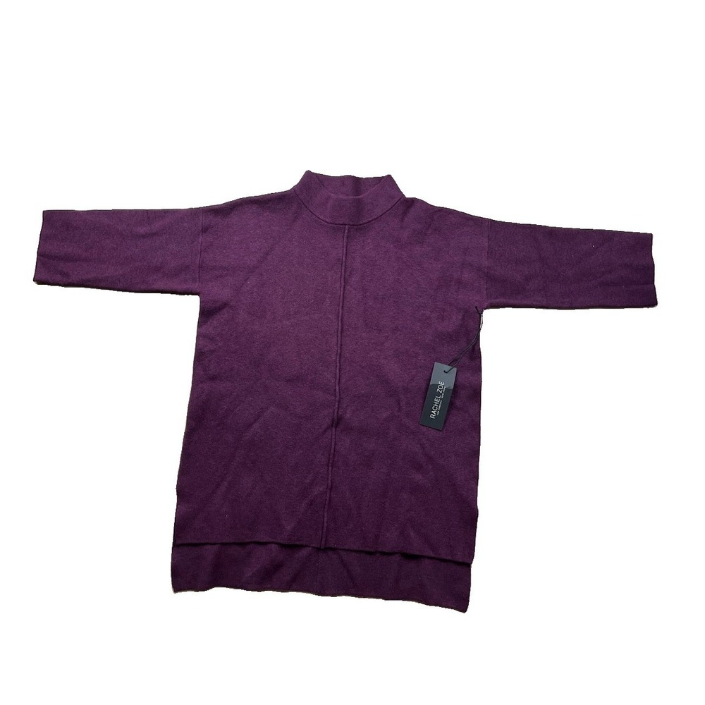 Rachel Zoe Sweater Womens XS Purple Eggplant Mock Neck 3/4 Sleeve Pullover NWT